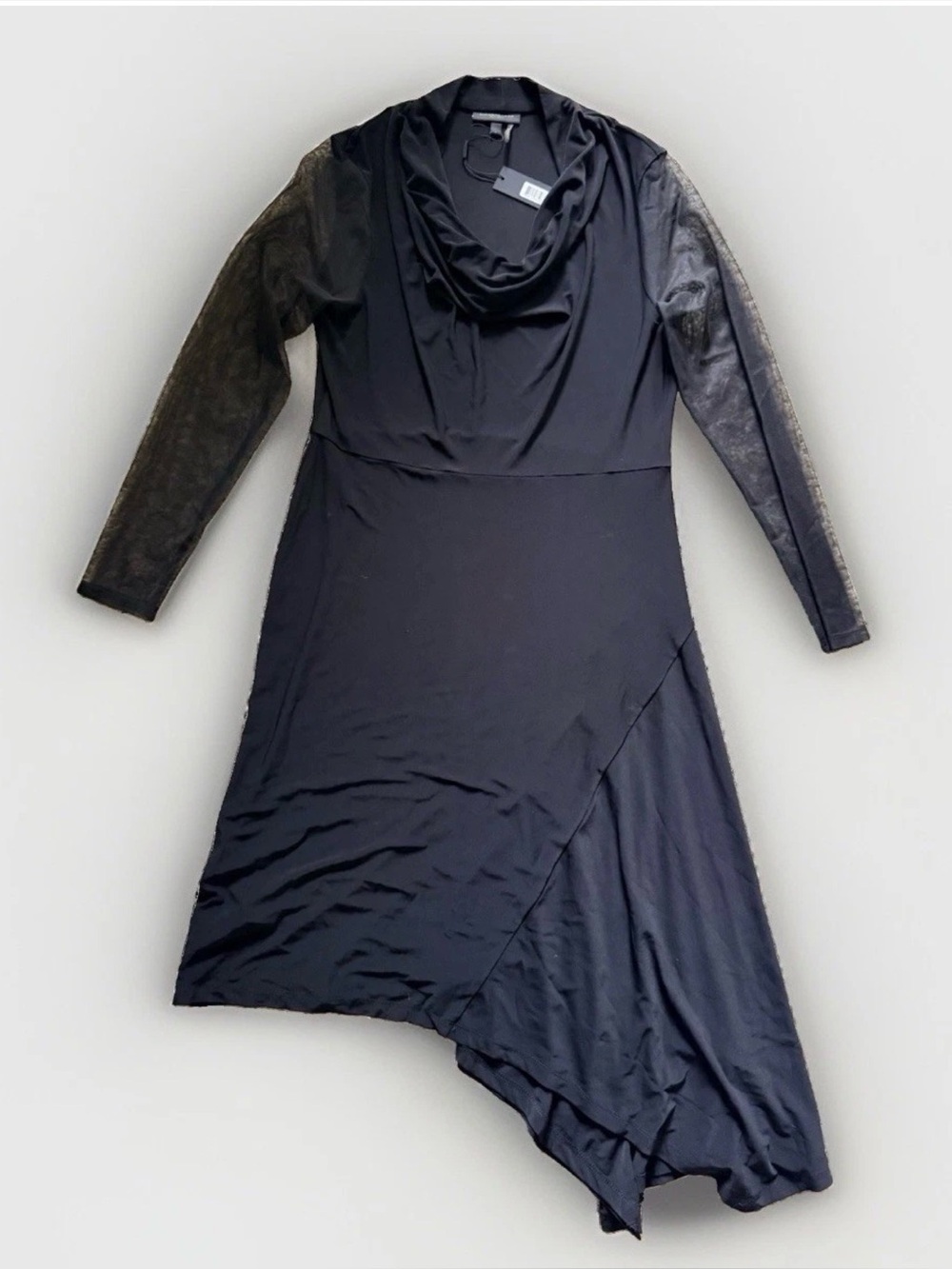 Donna Karan New York Women's Black Asymmetric Hem Dress NWT Size L